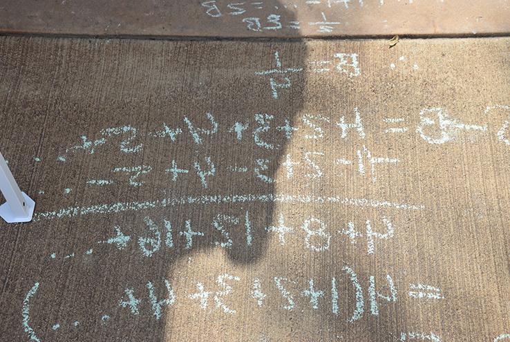 Mathmatics drawn on the sidewalk